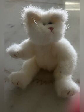 TY Attic Treasures Cat Katrina Kitty White Jointed 8" Plush Stuffed Animal 1993